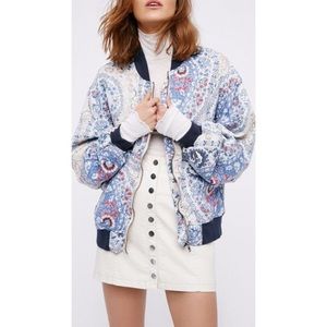 FREE PEOPLE printed puffy bomber jacket